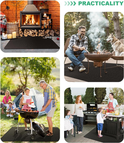 Large 76 x 52 inches Under Grill Mats for Outdoor Grill | Double-Sided Fireproof | Waterproof | Oil-Proof | Easy to Clean | Indoor Fireplace/Fire Pit Mat | Quality BBQ Mat for Deck Patio Lawn