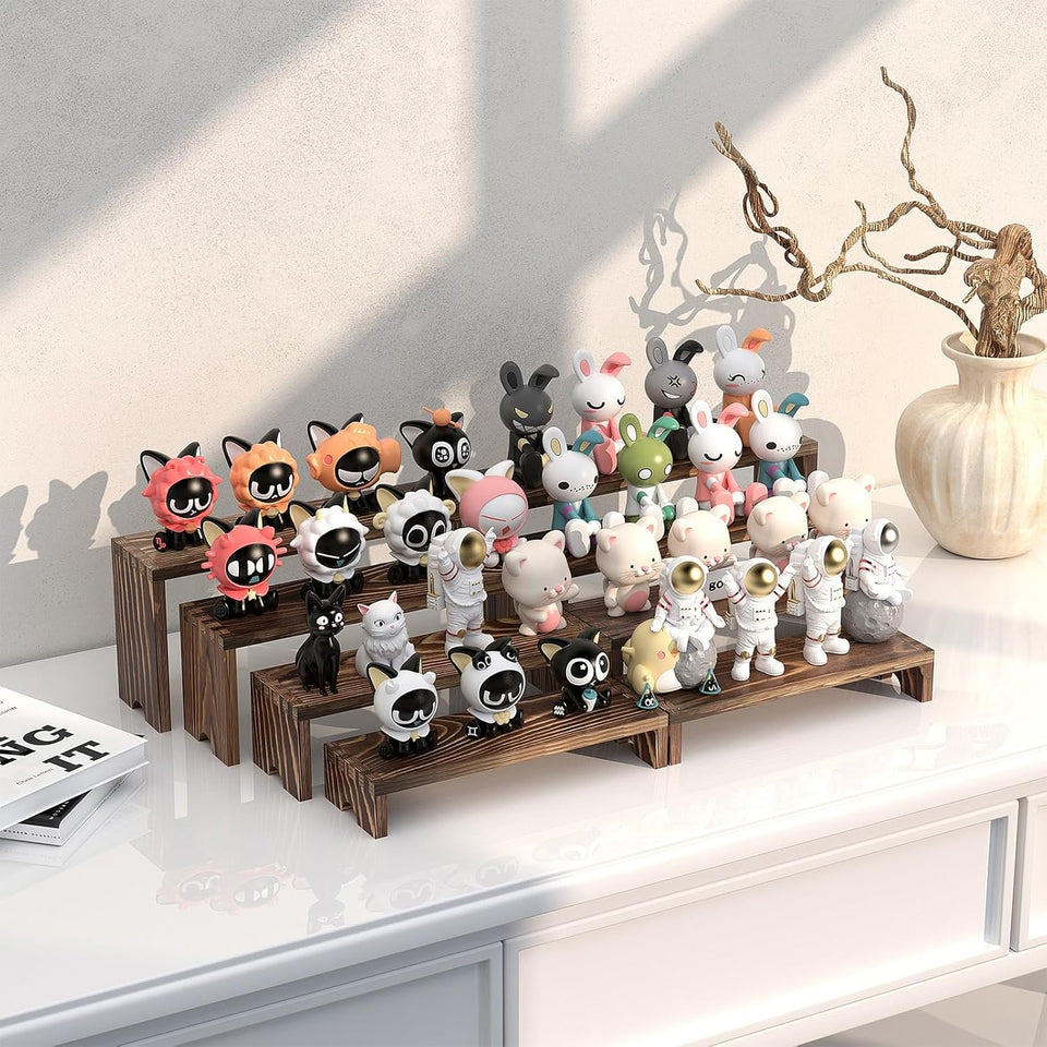 2 Set Wooden Tiered Risers Display Stands for Vendor Events,Stackable Wooden Cupcake Display Stand,Farmhouse Decor Wood Dessert Table Display Set,Vendor Booth Display Items,Food Display Risers for Party（12-11.2-10.4-9.6IN）