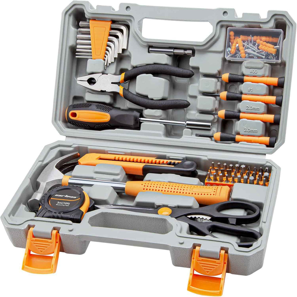 CARTMAN 39 Piece Tool Set General Household Hand Kit with Plastic Toolbox Storage Case Orange