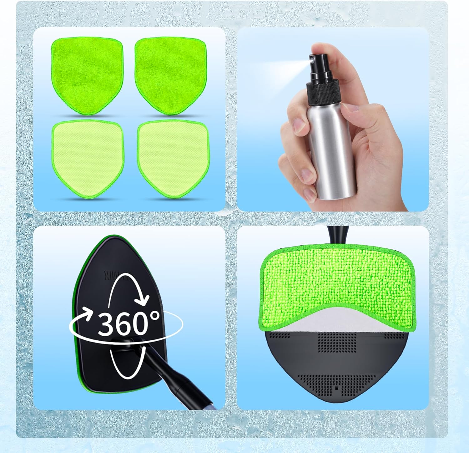 xin dell extendable windshield cleaner for car with pivot head and reusable microfiber pads