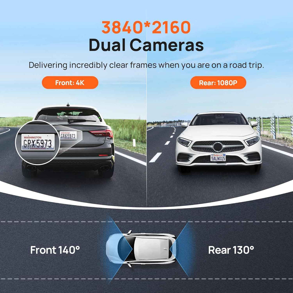 70mai 4K front and rear dash cam with STARVIS, Wi-Fi, GPS, and ADAS features