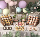 2 Set Wooden Tiered Risers Display Stands for Vendor Events,Stackable Wooden Cupcake Display Stand,Farmhouse Decor Wood Dessert Table Display Set,Vendor Booth Display Items,Food Display Risers for Party（12-11.2-10.4-9.6IN）