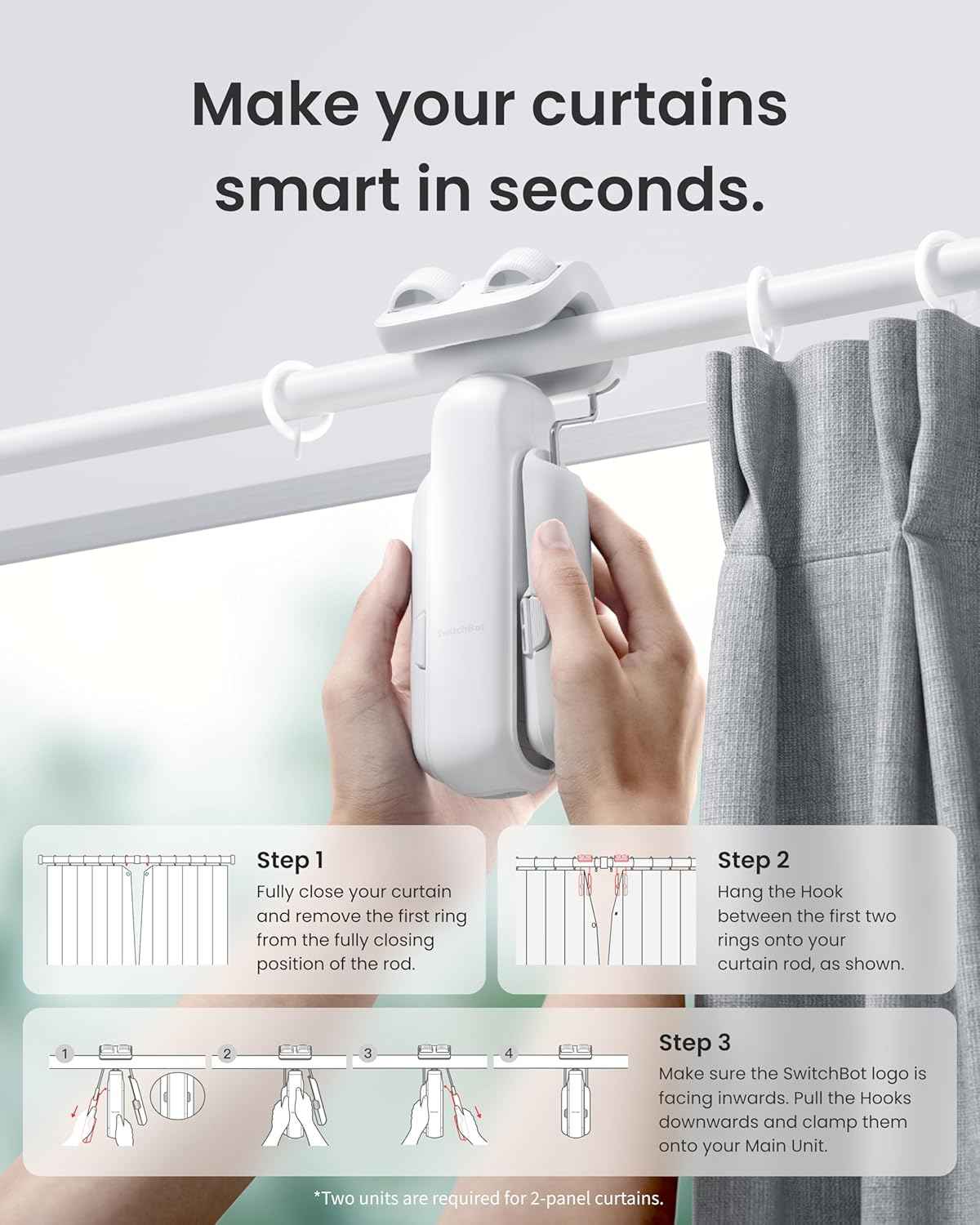switchbot 2025 automatic curtain opener 3 rod with bluetooth remote control and wifi smartphone control