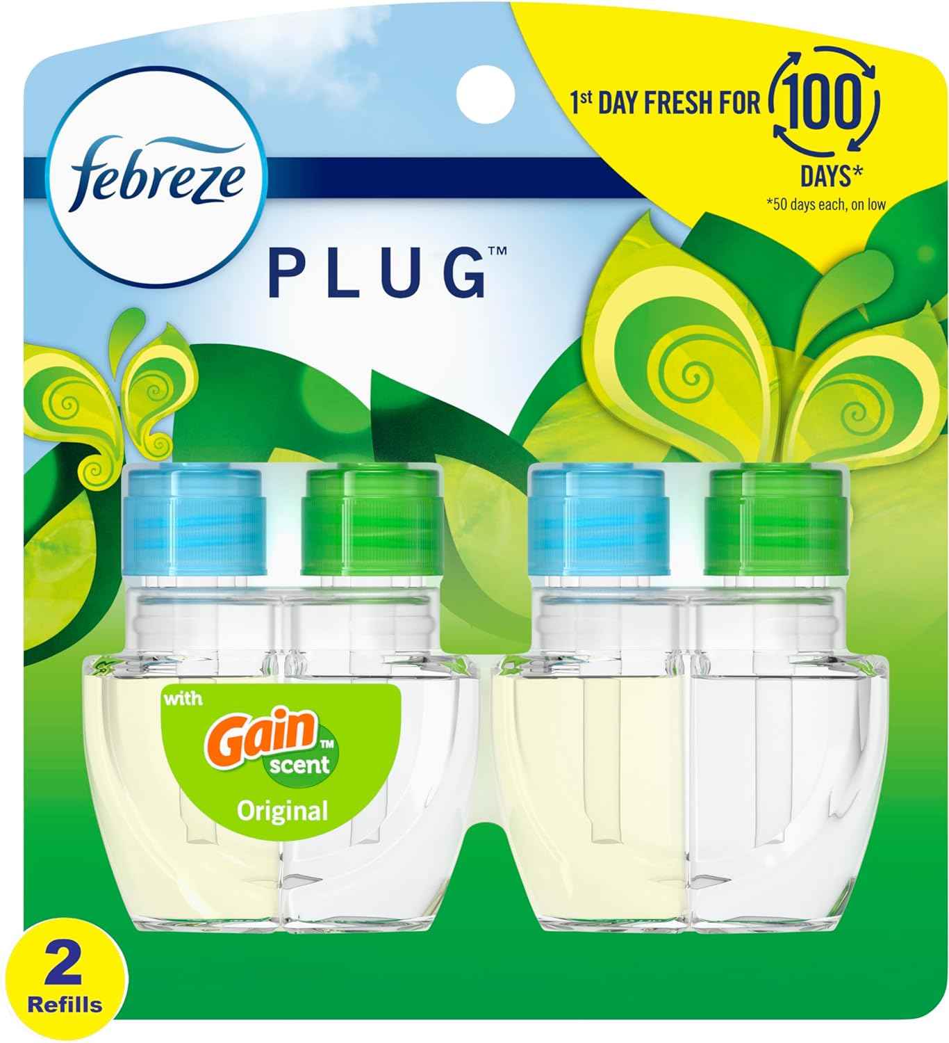 Febreze Plug In Air Freshener, Odor-Fighting Scented Oil Refill, Air Fresheners for Home and Bathroom and Kitchen, Long Lasting for Strong Odors, Sweet Watermelon Vine Scent, 0.87oz Refill, 3 Count