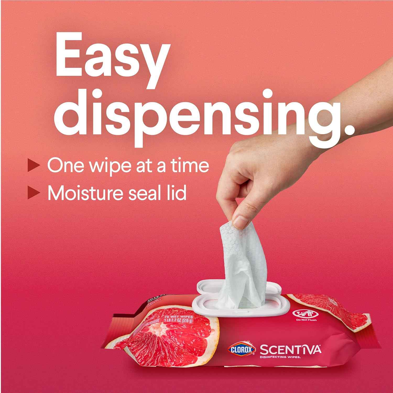 Clorox Scentiva Disinfecting Wipes, grapefruit and orange blossom scent, 75-count, 3-pack