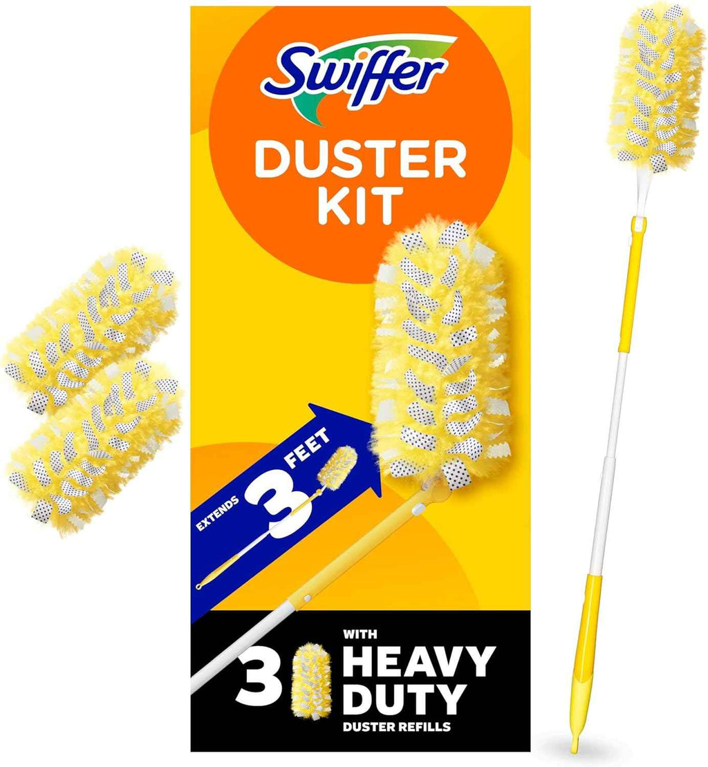 Swiffer Heavy Duty 3 ft Extendable Handle Duster Starter Kit with Lock Dust Refills Included