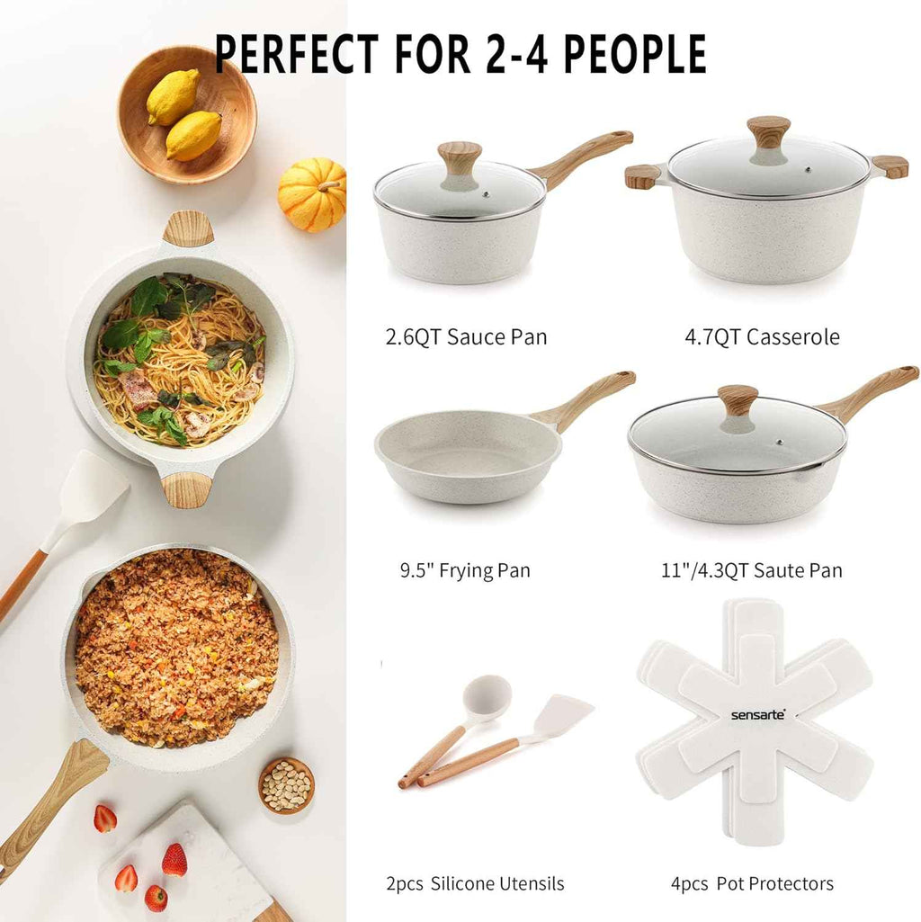 SENSARTE 13-Piece Nonstick Ceramic Cookware Set with Stay-Cool Handles, PFAS and PFOA Free