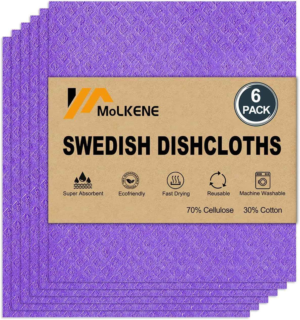 Swedish Dish Cloths - 10 Pack Reusable Kitchen Dishcloths - Ultra Absorbent Dish Towels for Washing Dishes - Cellulose Sponge Cloth Cleaning Rag - Assorted