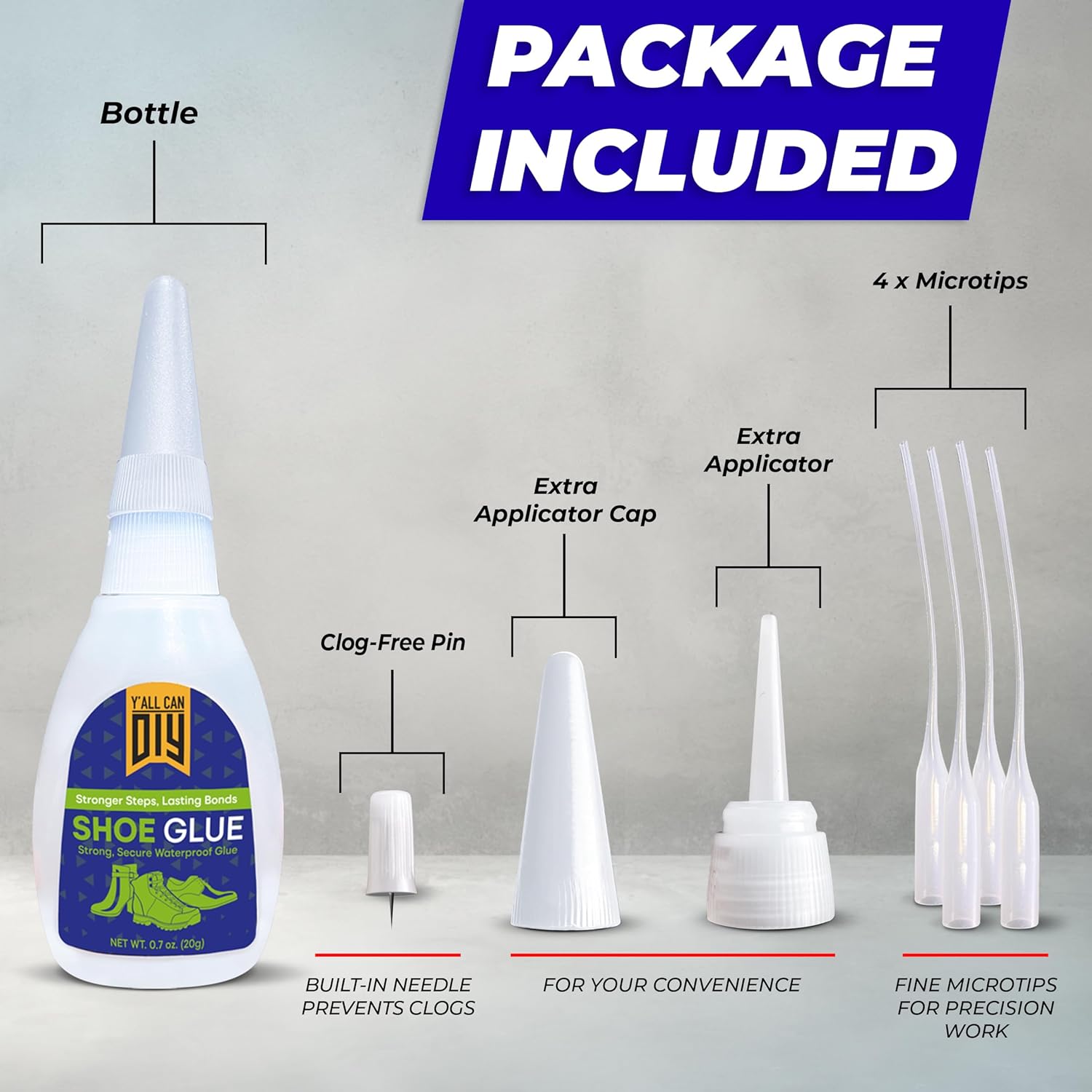 Y’allCanDiy Super Glue for Shoe. Heavy Duty Shoe Adhesive for Shoe Sole Repair and Applicable as Waterproof Boot Shoe Repair Glue. Cyanoacrylate Based CA Glue for Rubber Soles