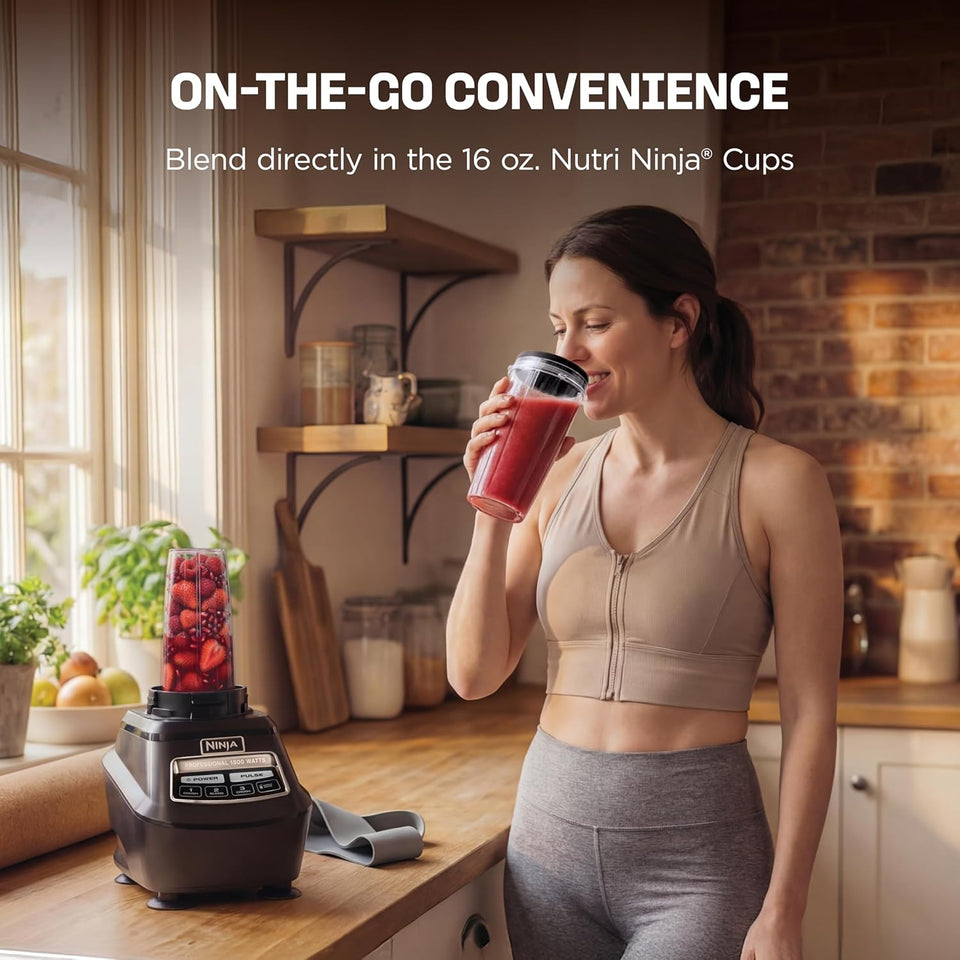 Ninja Kitchen System | All-in-One Food Processor & Blender for Smoothies | Includes Pitcher, (2) 16 oz. To-Go Cups & 8-Cup Bowl | Makes Salsa, Dough, Shakes, & Frozen Drinks | 1500W | Black | BL770