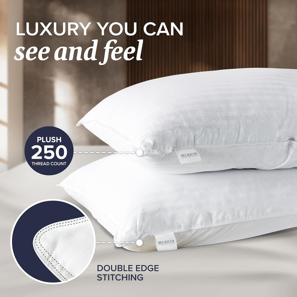 Beckham Hotel Collection Bed Pillows King Size Set of 2 - Down Alternative Pillow for Back, Stomach or Side Sleepers