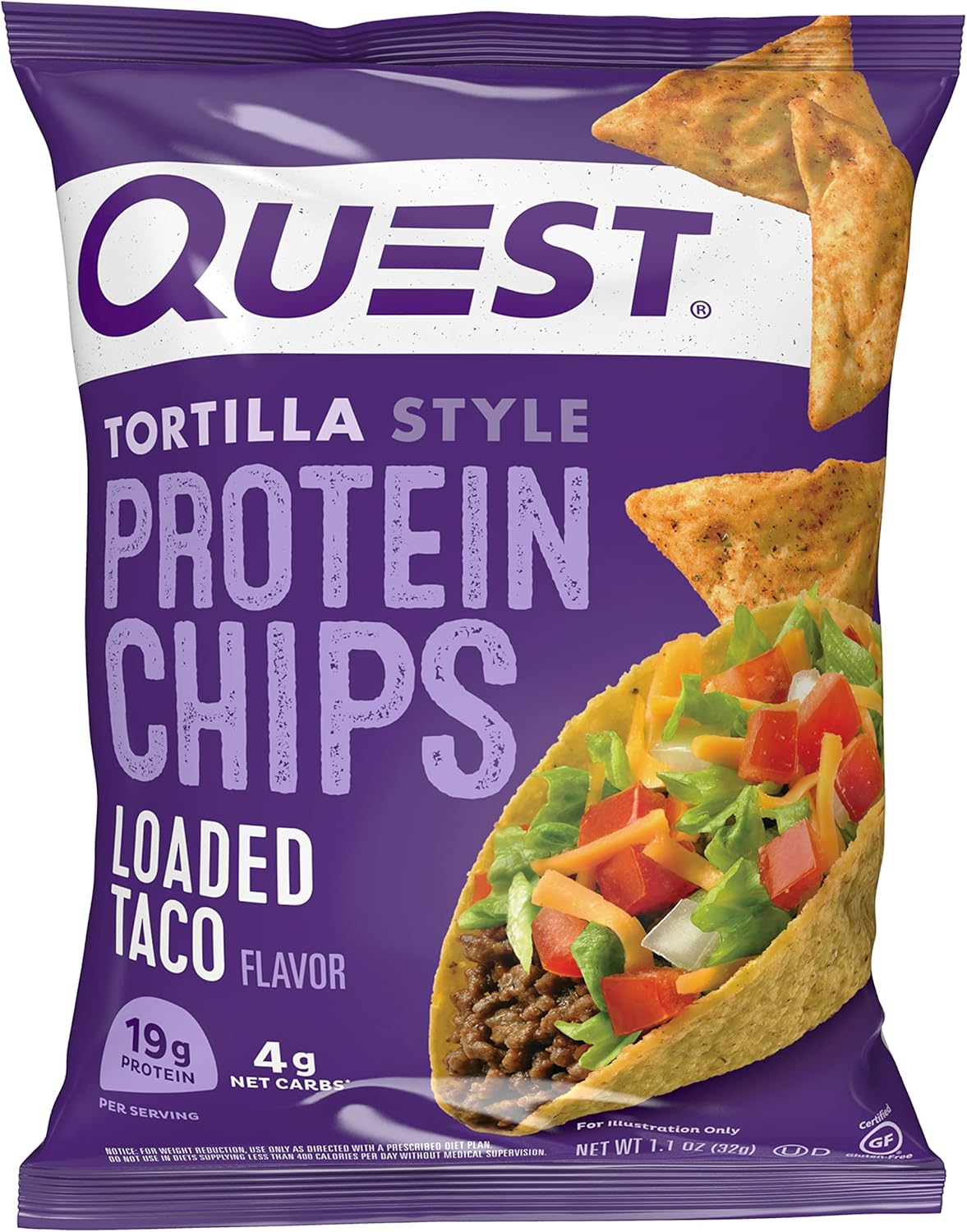 quest nutrition tortilla style protein chips variety pack, low carb, high protein, gluten free, 12 count