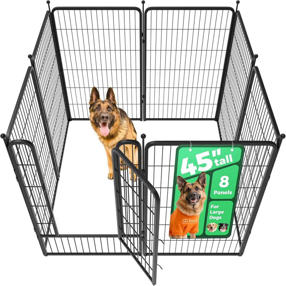 FXW Rollick Unleashed Dog Playpen for Indoor, Yard, RV Camping, 24 inch 8 Panels for Small and Puppy Dogs, Black│Patented