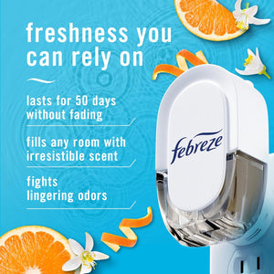 Febreze Plug In Air Freshener, Odor-Fighting Scented Oil Refill For Home, Bathroom, & Kitchen, Long Lasting, Refresh & Energize and Soothe & Restore Scents, 0.87oz Refills, 4ct (2 of Each)
