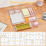 SMARTAKE 13-Piece Drawer Organizers with Non-Slip Silicone Pads, 5-Size Desk Bathroom Drawer Organizer Trays Storage Tray for Makeup, Jewelries, Utensils in Bedroom Dresser, Office and Kitchen, Clear