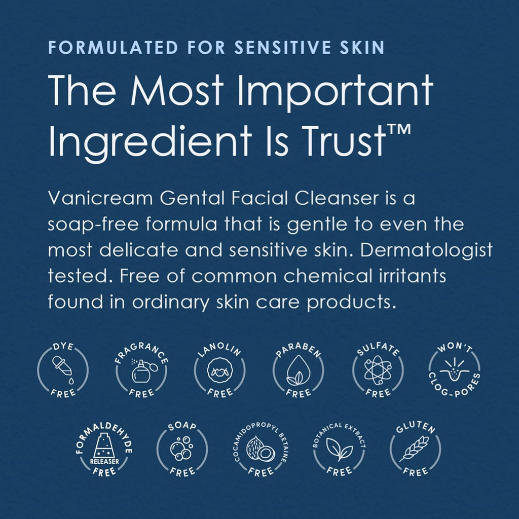 Vanicream gentle facial cleanser with pump dispenser, 8 fl oz, fragrance-free for sensitive skin