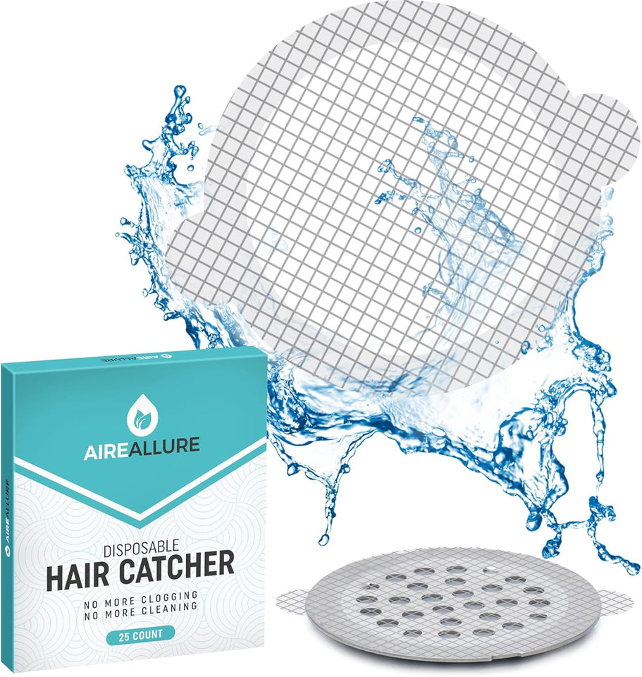 25 Pack Disposable Shower Drain Hair Catcher Mesh Stickers - Peel & Stick Drain Strainers to Prevent Clogs, Strong Waterproof Adhesive, Mess-Free Disposable Drain Covers for Shower & Bathtub