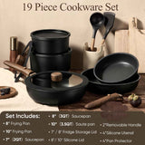 CAROTE 19pcs Pots and Pans Non Stick, Cookware Sets Detachable Handle, Induction Kitchen Pots and Pans,NonStick Cooking Set, Oven/Dishwasher/Fridge Safe, Space Saving