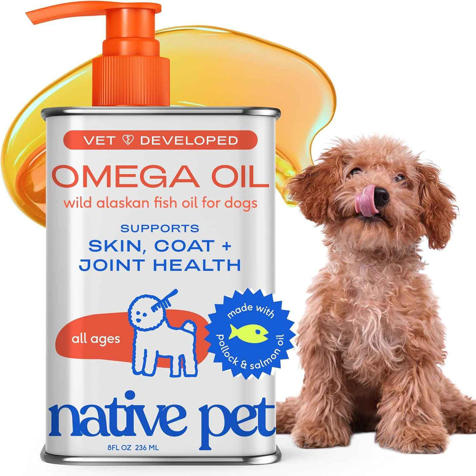 Native Pet Omega 3 Fish Oil for Dogs and Cats - Supports Healthy Skin and Coat - 8oz Liquid Supplement