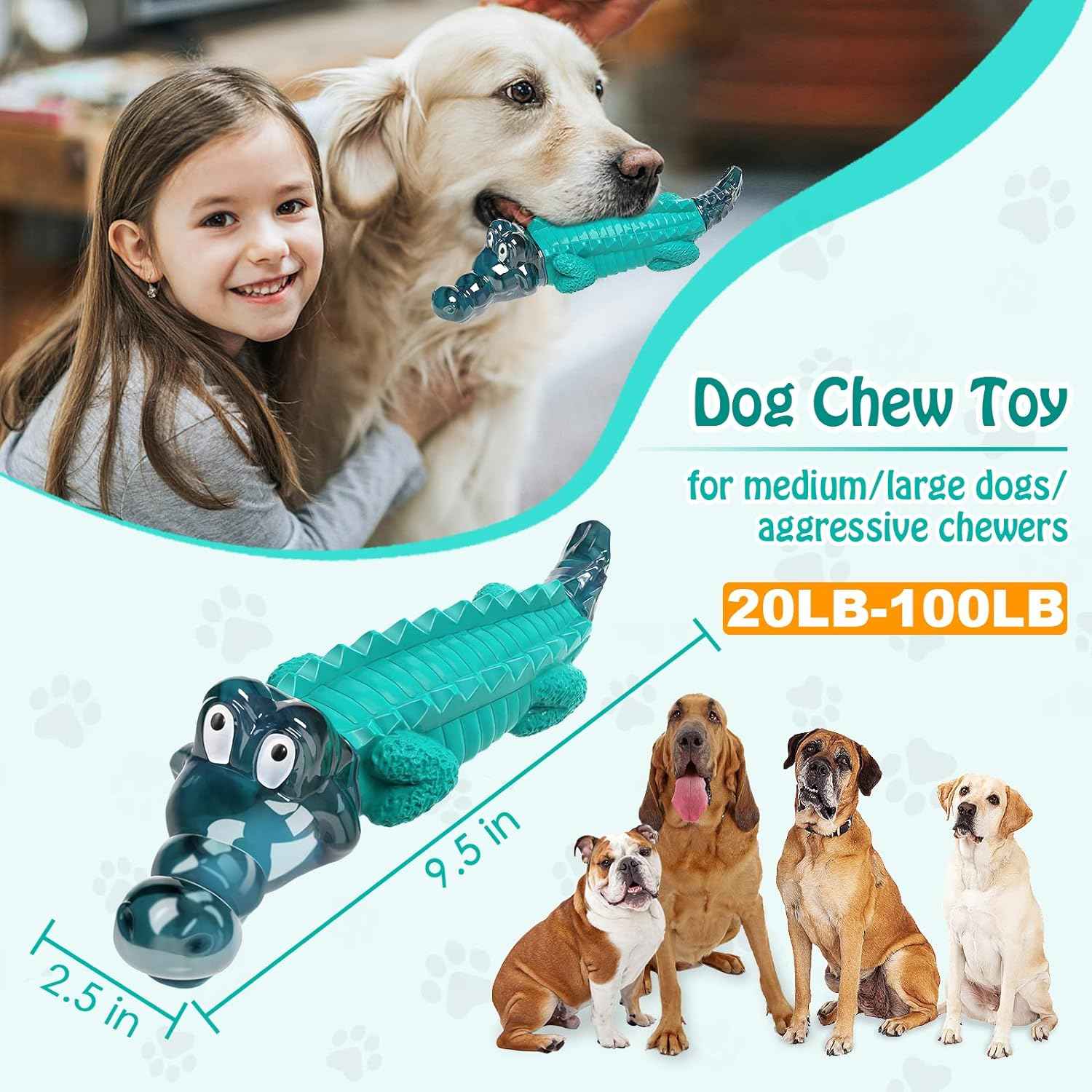 jeefome dog chew toys for aggressive chewers, tough and indestructible for medium, small, and large breeds