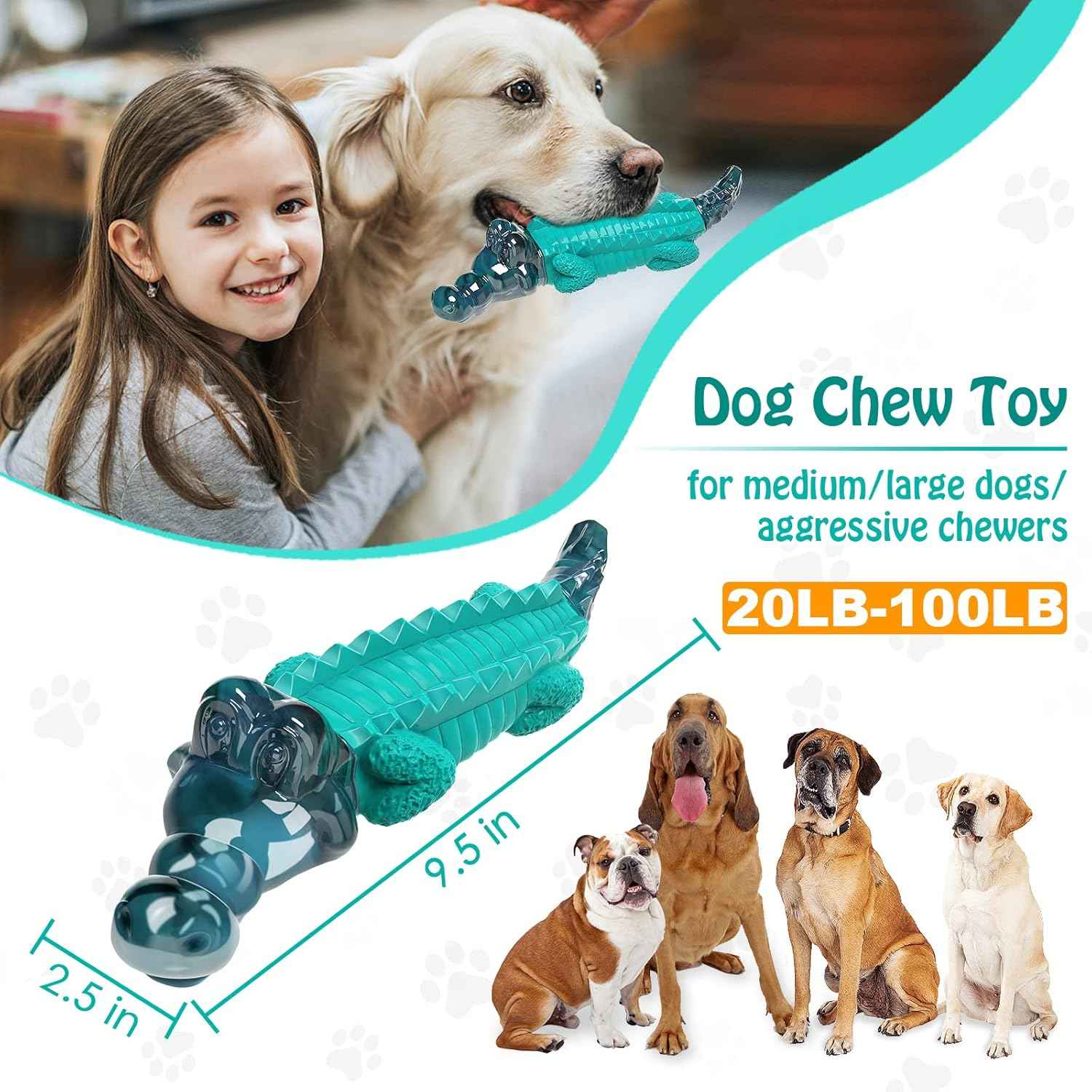 jeefome dog chew toys for aggressive chewers, tough and indestructible for medium, small, and large breeds