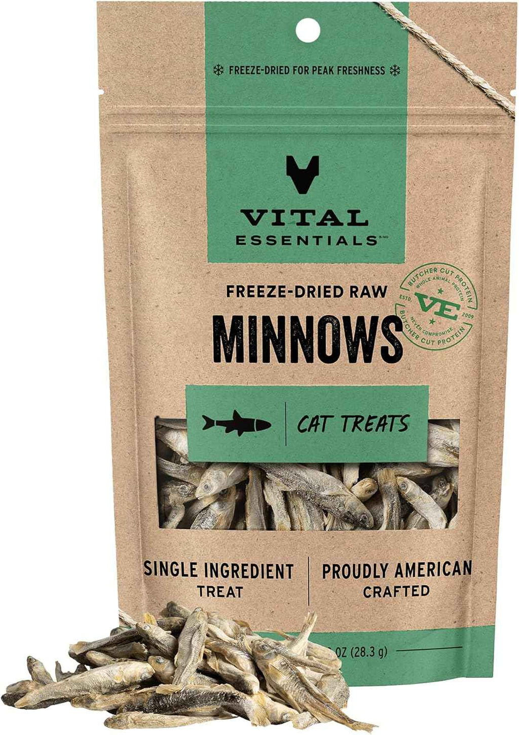 Vital Essentials Minnows Cat Treats, 0.5 oz | Freeze-Dried Raw | Single Ingredient | Grain Free, Gluten Free, Filler Free
