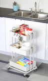 Simple Houseware 3-Tier Heavy Duty Metal Utility Rolling Cart, White
