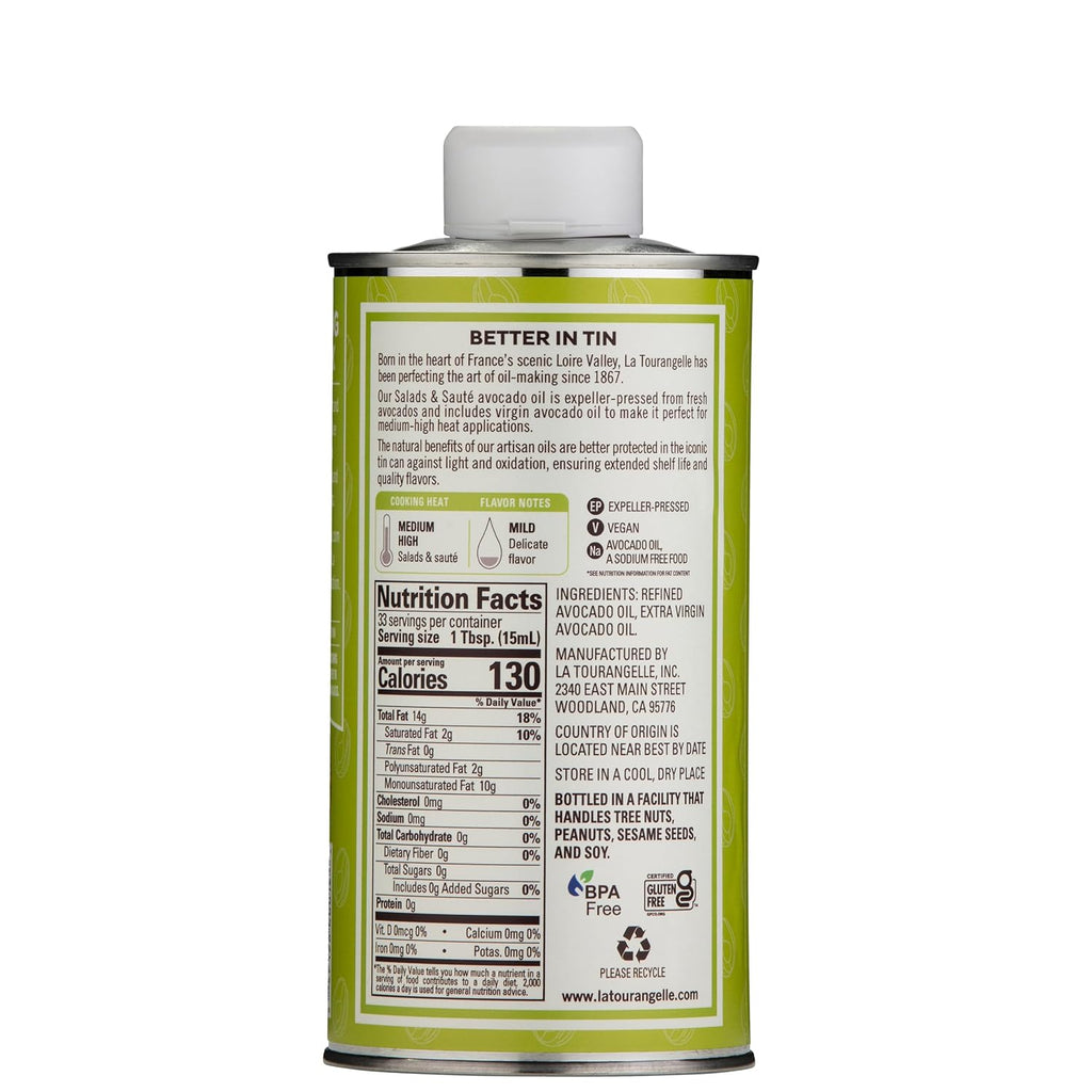 La Tourangelle 16.9 Fl Oz all-natural avocado oil for salads, fruit, fish, or vegetables with buttery flavor
