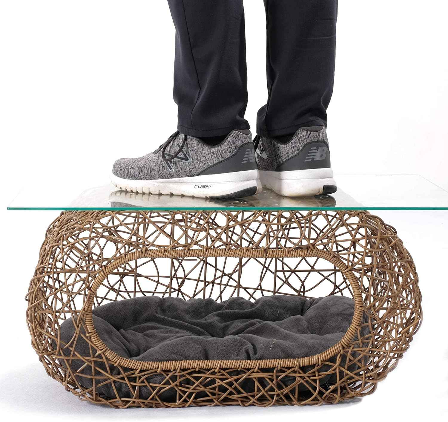 d+ garden cat hideaway house for indoor cats, faux rattan cat bed with top/side entry and enclosed space, 24.5 x 13.3 x 13.8 inches, pet friendly