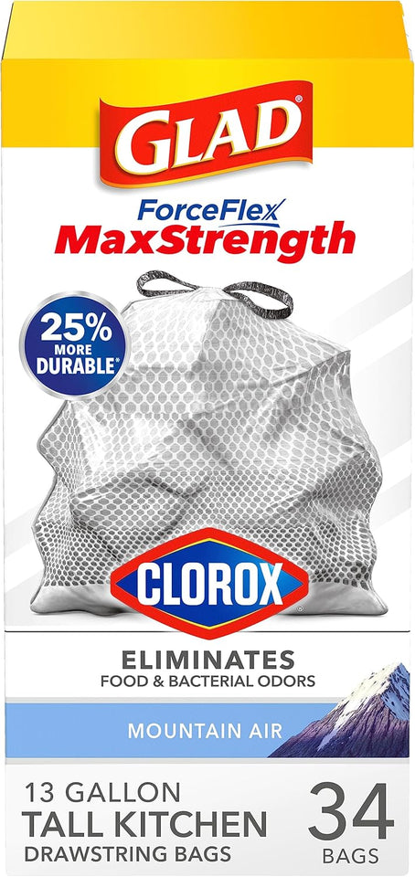 Glad Tall Kitchen Trash Bags 13 Gallon, MaxStrength Cherry Blossom Garbage Bags, Drawstring, 90 Count - ShopUS