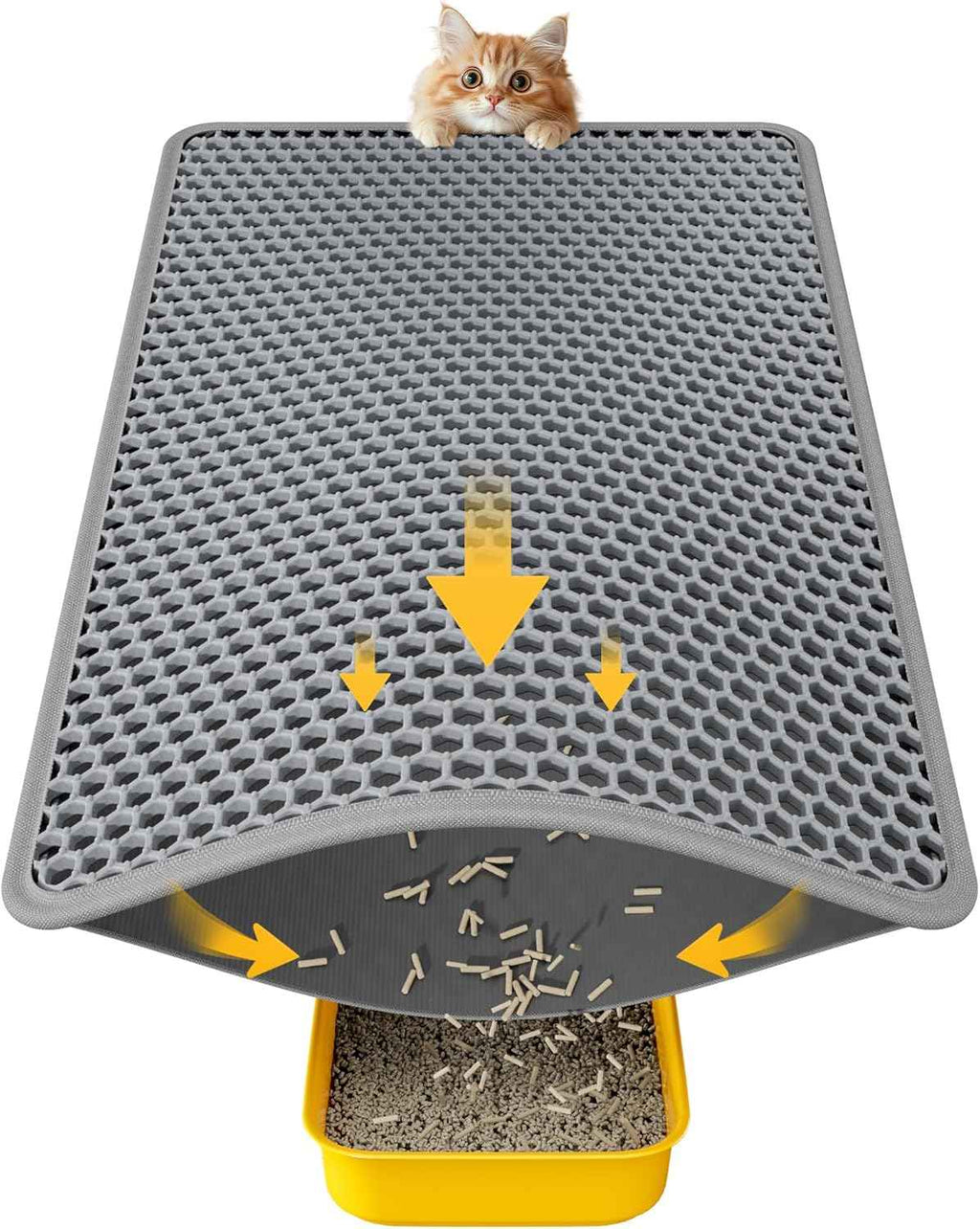 Grey Small Litter Trapping Mat, Easy to Clean Waterproof Kitty Litter Mats for Floor, 23.2'' x 14.6''