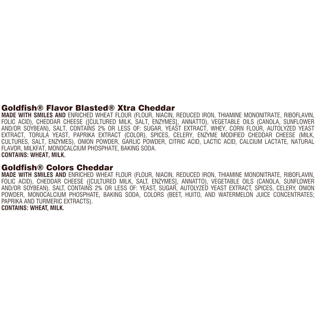 goldfish dynamic duo variety pack cheddar flavor blasted xtra cheddar snack packs 20 count