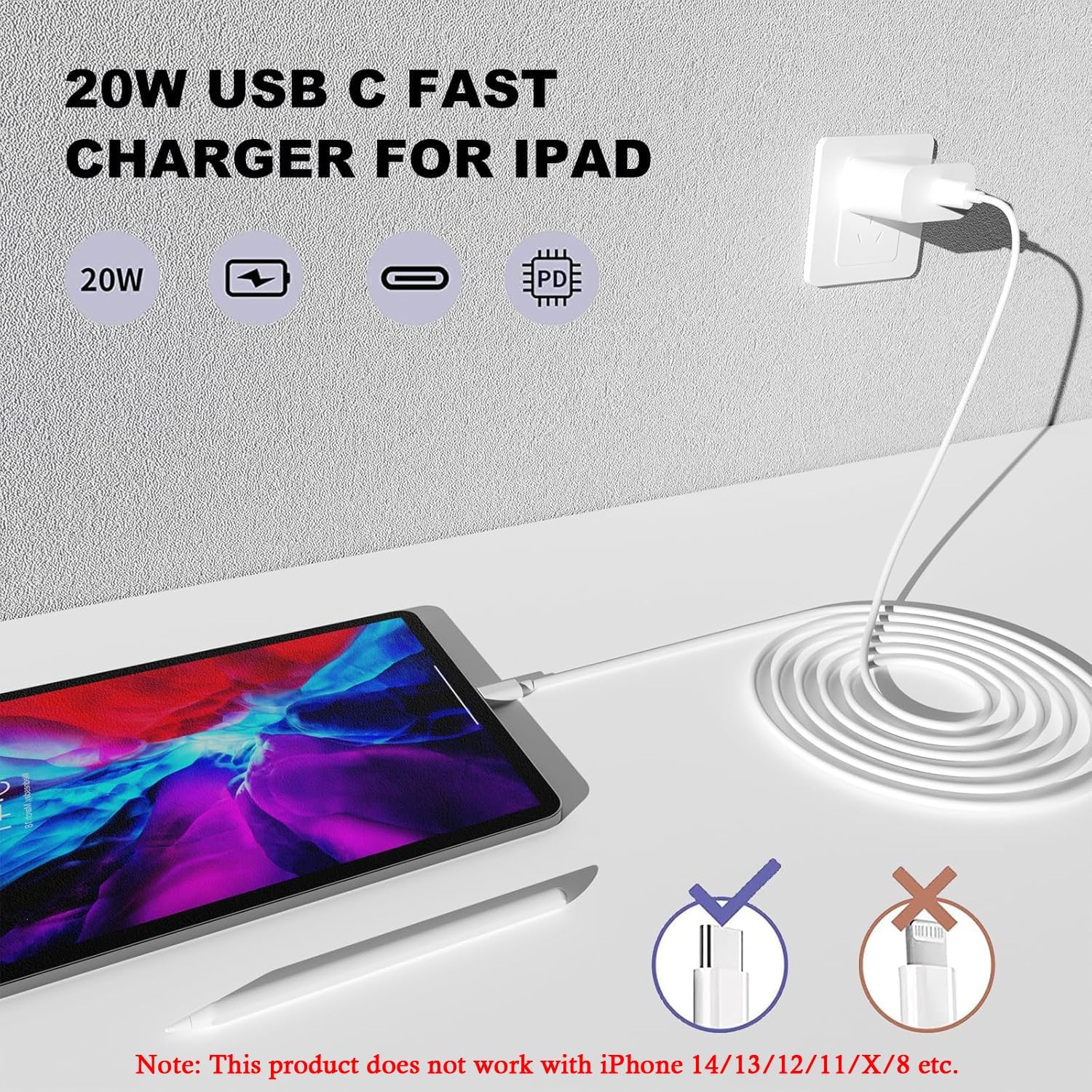 iPhone 17 16 15 Charger Fast Charging,20W Apple iPad USB C Fast Charger,2Pack 6ft USB C Wall Charger Block for iPhone 17/Pro/Pro Max/17 Air/ 16/16 Pro/16 Pro Max/15/Plus/Pro/Pro Max, iPad Pro/Mini - ShopUS