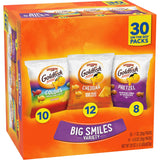 Goldfish Big Smiles Variety Pack: Cheddar, Colors, Pretzels, Snack Packs, 30 Count, Perfect for After-School Snacking