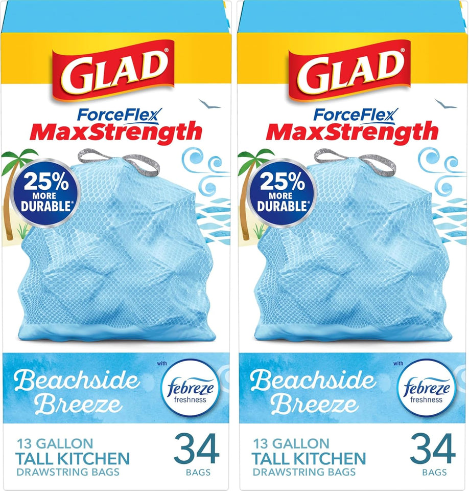 Glad Tall Kitchen Trash Bags 13 Gallon, MaxStrength Cherry Blossom Garbage Bags, Drawstring, 90 Count - ShopUS