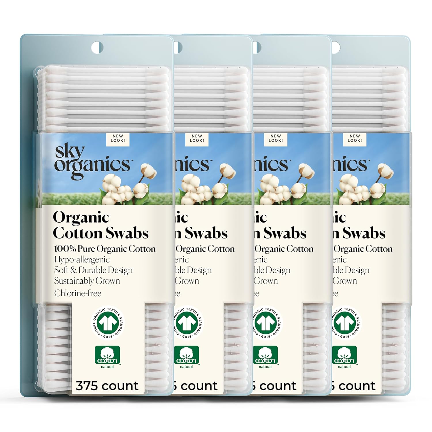 Sky Organics organic baby cotton swabs, 60 count, ultra soft, baby safe tips, strong and durable, hypoallergenic, chlorine free