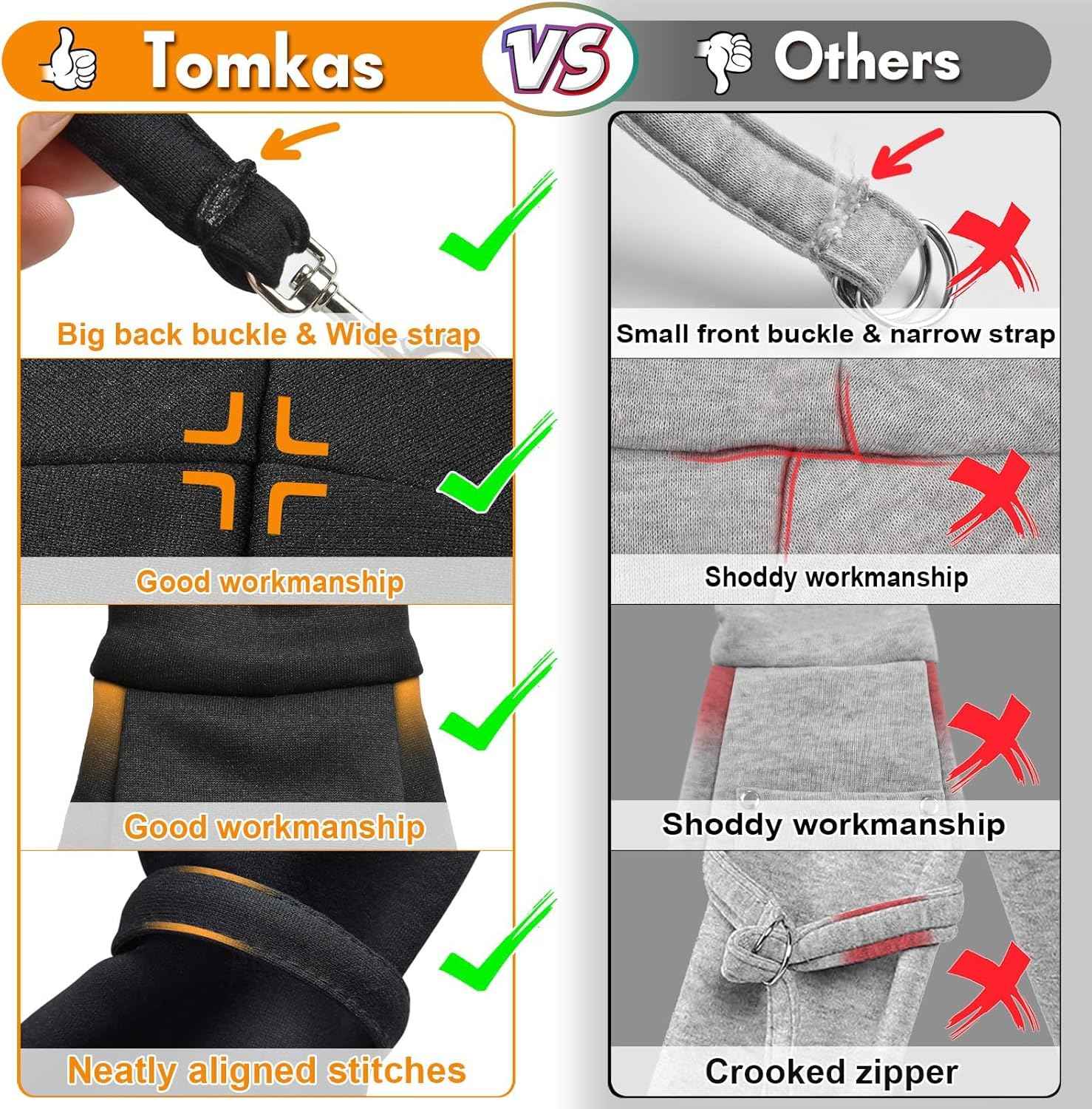 Tomkas small dog sling carrier for pets 3-10 lbs - classic pocket and strap design - black