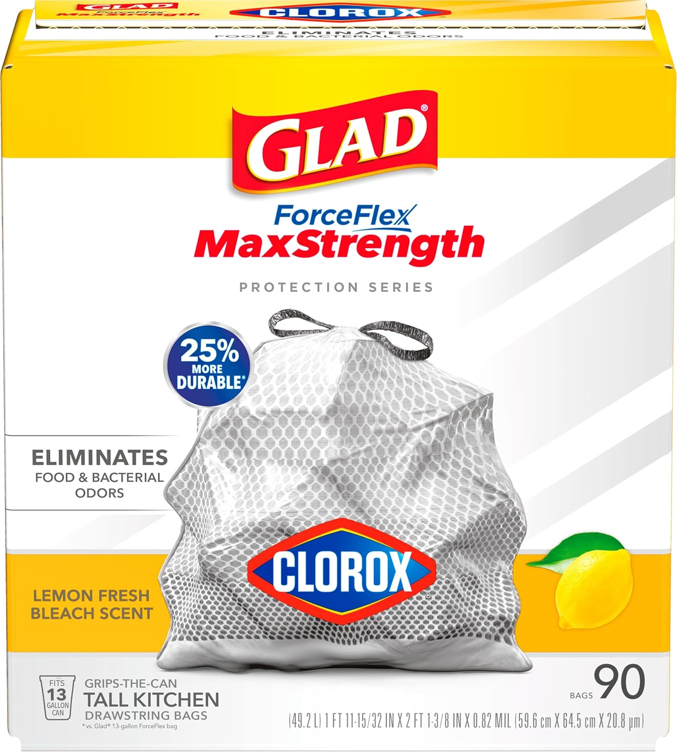 Glad Tall Kitchen Trash Bags 13 Gallon, MaxStrength Cherry Blossom Garbage Bags, Drawstring, 90 Count - ShopUS