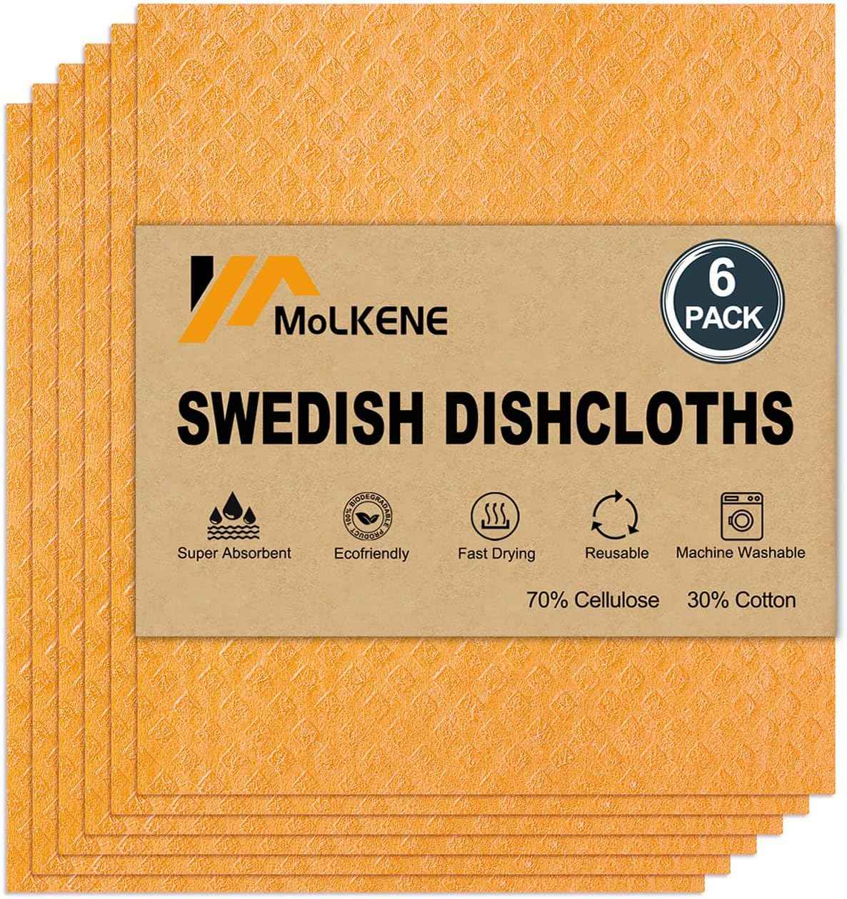 Swedish Dish Cloths - 10 Pack Reusable Kitchen Dishcloths - Ultra Absorbent Dish Towels for Washing Dishes - Cellulose Sponge Cloth Cleaning Rag - Assorted
