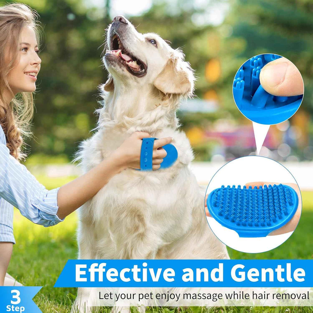 Comotech 6PCS Dog Bath Brush & Dog Toothbrush | Adjustable Handle Shampoo Brush & Scrubber for Short & Long Haired Dogs & Cats | Effectively Solve Odor & Stain Removal Problems | Pet Supplies (Blue)