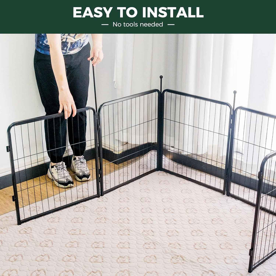 fxw rollick unleashed dog playpen for indoor, yard, rv camping, 24 inch 8 panels for small and puppy dogs, black