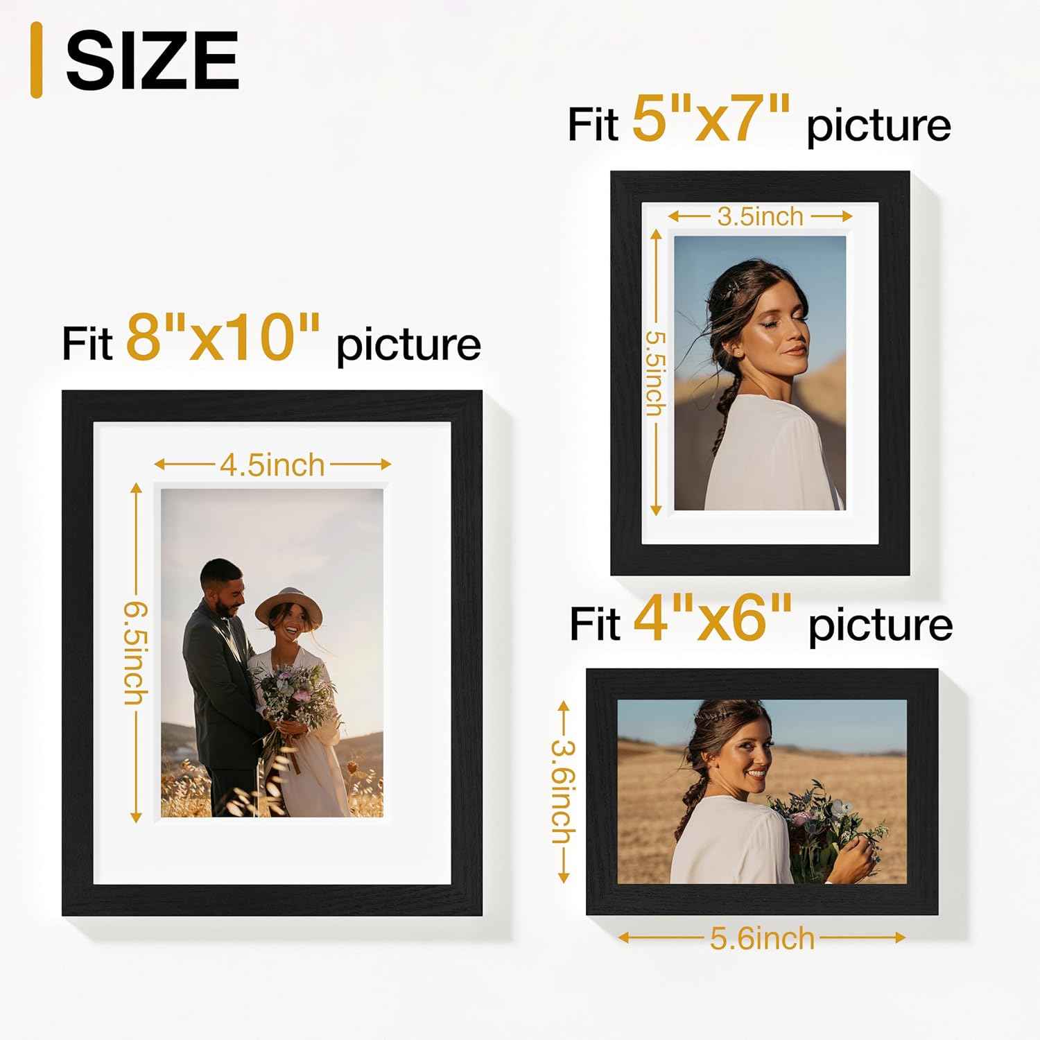 Vittanly 10-pack picture frames collage wall decor set with 8x10, 5x7, 4x6 frames, black engineered wood