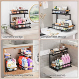 ADBIU Under Sink Organizer, 2 Pack 2 Tier Expandable Height (13.2" - 17.2") Pulling Out Kitchen Bathroom Cabinet Organizers