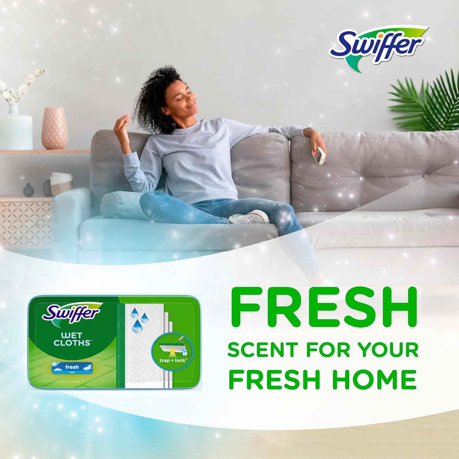 Swiffer Sweeper Wet Mopping Cloths for Floor Cleaning, Open-Window Fresh, 24 Count