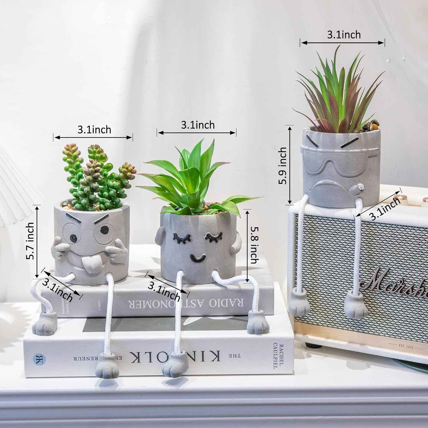 3PCS cute artificial plants for office decor, small fake succulent desk decor for women and men