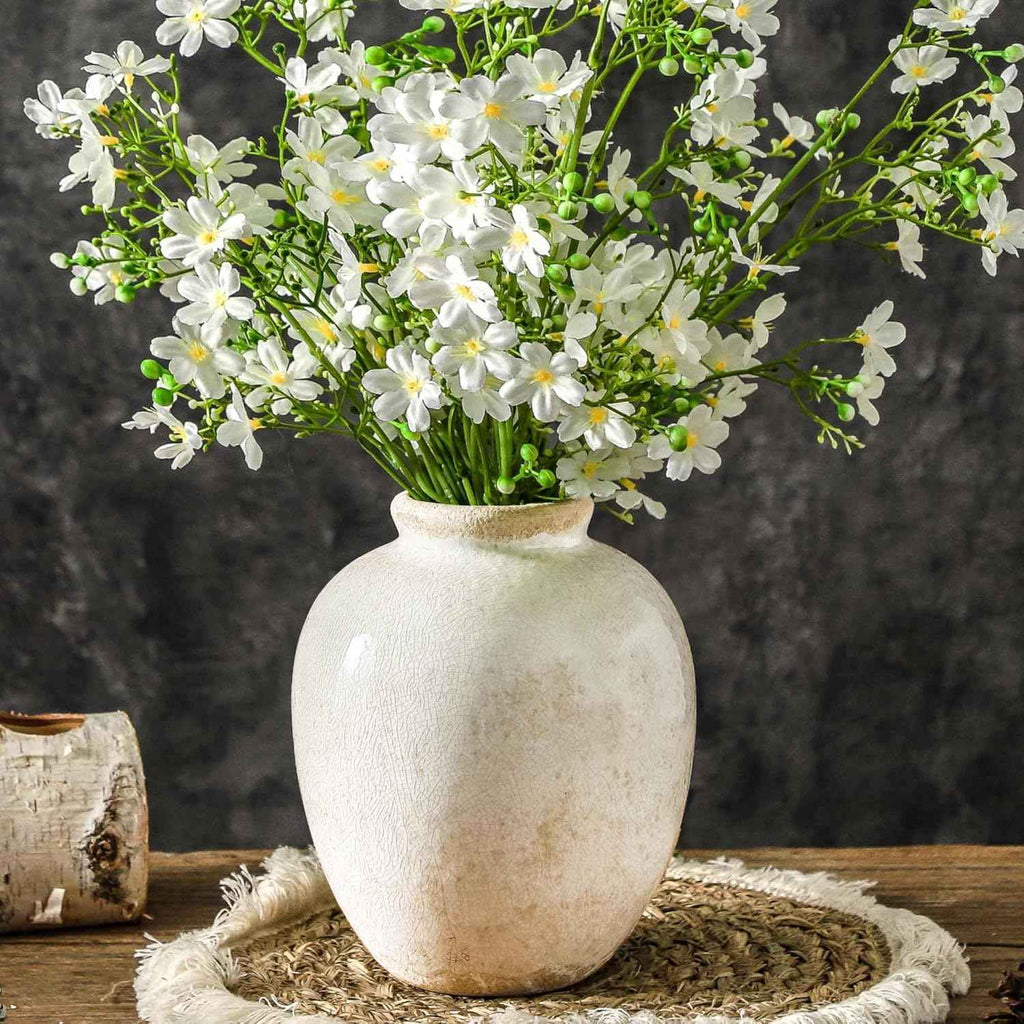 Ceramic Vase Set of 3, Neutral Flower Vases Home Decor, Pottery Rustic Farmhouse Decorative Vases Modern Decor for Table Mantel Entryway Bookshelf Living Room Kitchen Bedroom - Brown