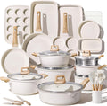 CAROTE 44pcs Pots and Pan Set Nonstick, Cookware Sets, Cooking Set Non Stick, Induction Cook Ware with Bakeware Set, Kitchen Knife Set