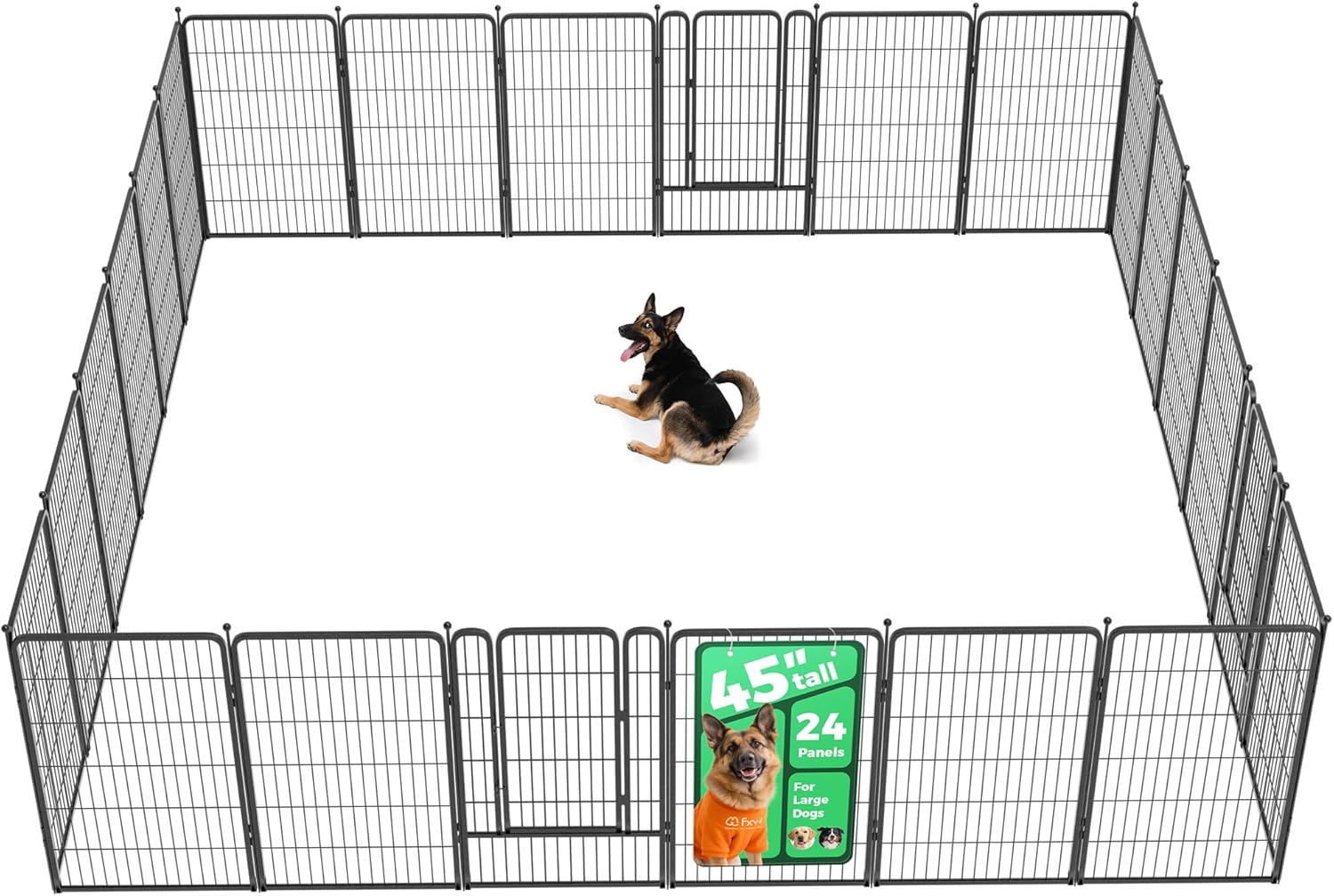 fxw rollick unleashed dog playpen for indoor, yard, rv camping, 24 inch 8 panels for small and puppy dogs, black