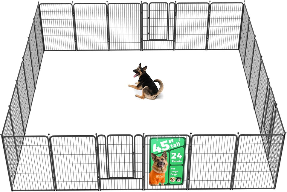 fxw rollick unleashed dog playpen for indoor, yard, rv camping, 24 inch 8 panels for small and puppy dogs, black