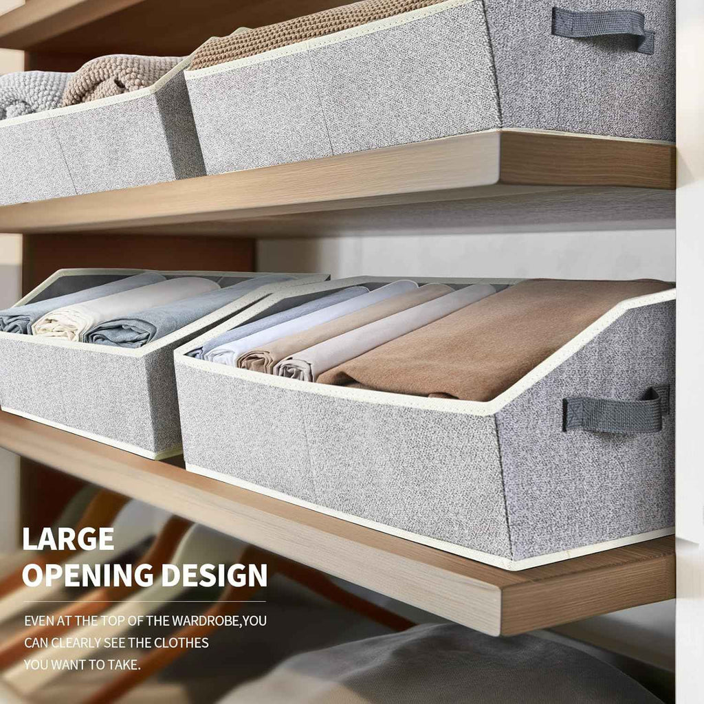 Closet Organizers Bins 6 Packs - Large Fabric Trapezoid Storage Bins for Clothes and Towels